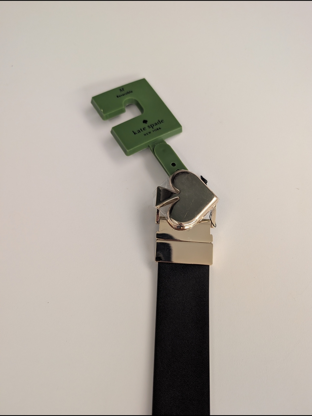 kate spade New York Black Leather Belt with Heart-Shaped Buckle